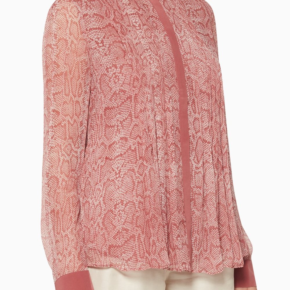 Joie Snakeskin Print Pink Silk Blouse